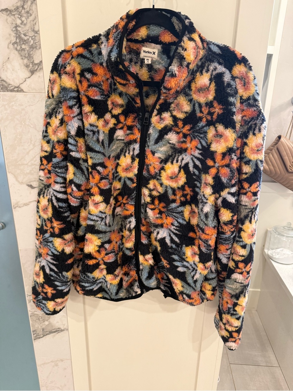 Hurley Black Floral Teddy Zip Jacket